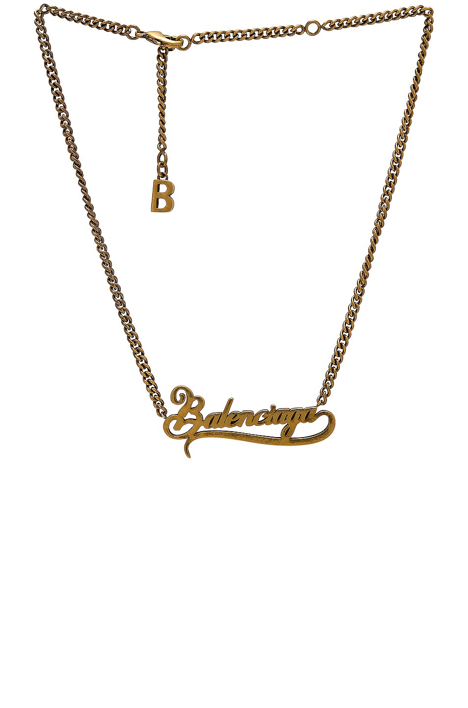Image 1 of Balenciaga Typo Valentine Necklace in Antique Gold