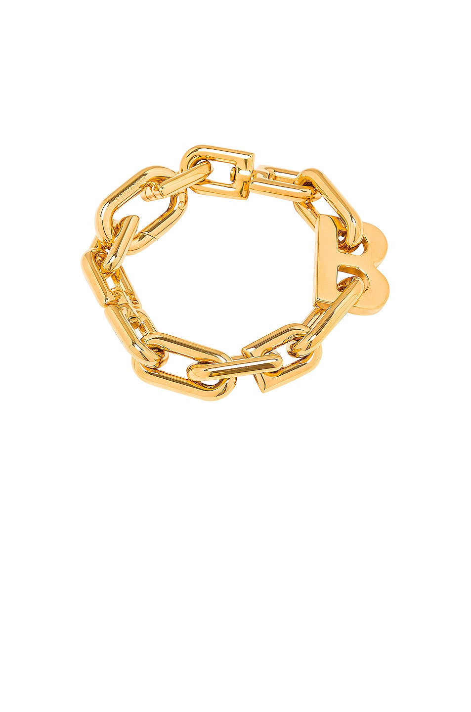 Image 1 of Balenciaga B Chain Thin Bracelet in Shiny Gold