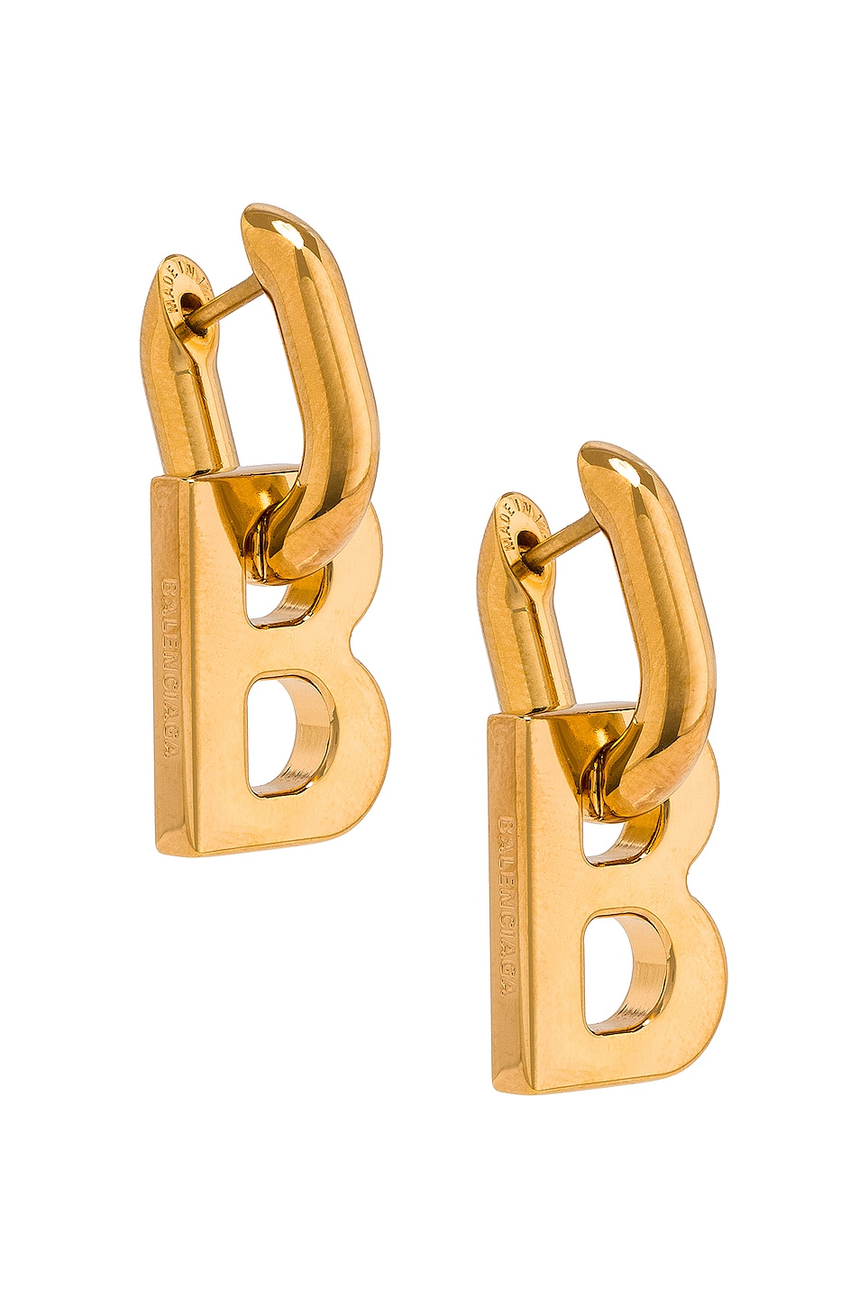 Image 1 of Balenciaga XS B Chain Earrings in Shiny Gold