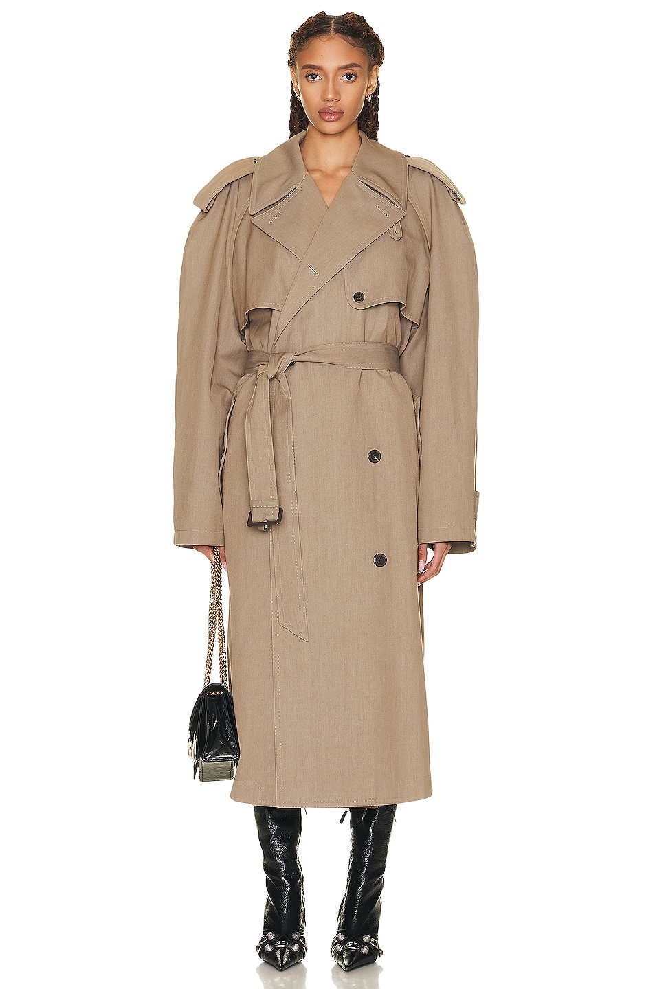 Image 1 of Balenciaga Wool Trench Coat in Beige