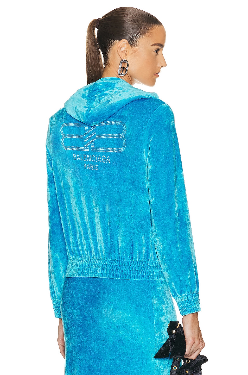 Image 1 of Balenciaga Fitted Zip Up Hoodie in Azure
