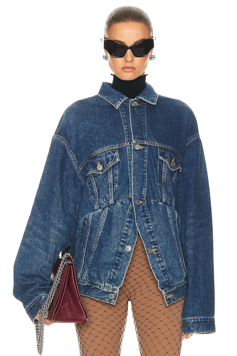 Image 1 of Balenciaga Swing Denim Jacket in Blue Couture