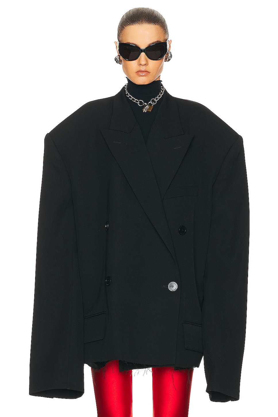 Image 1 of Balenciaga Cropped Blazer in Black