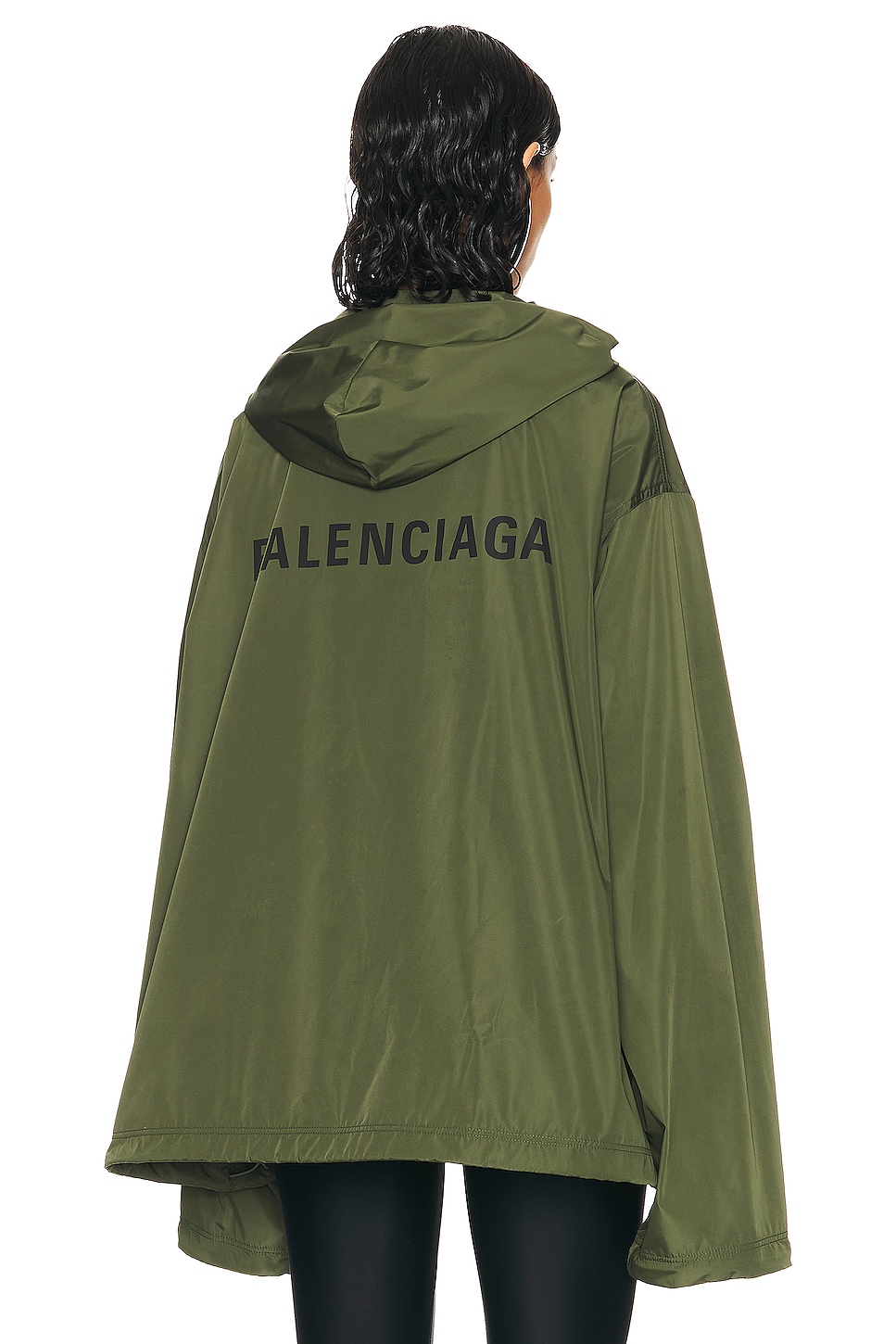 Image 1 of Balenciaga Hooded Rain Jacket in Khaki