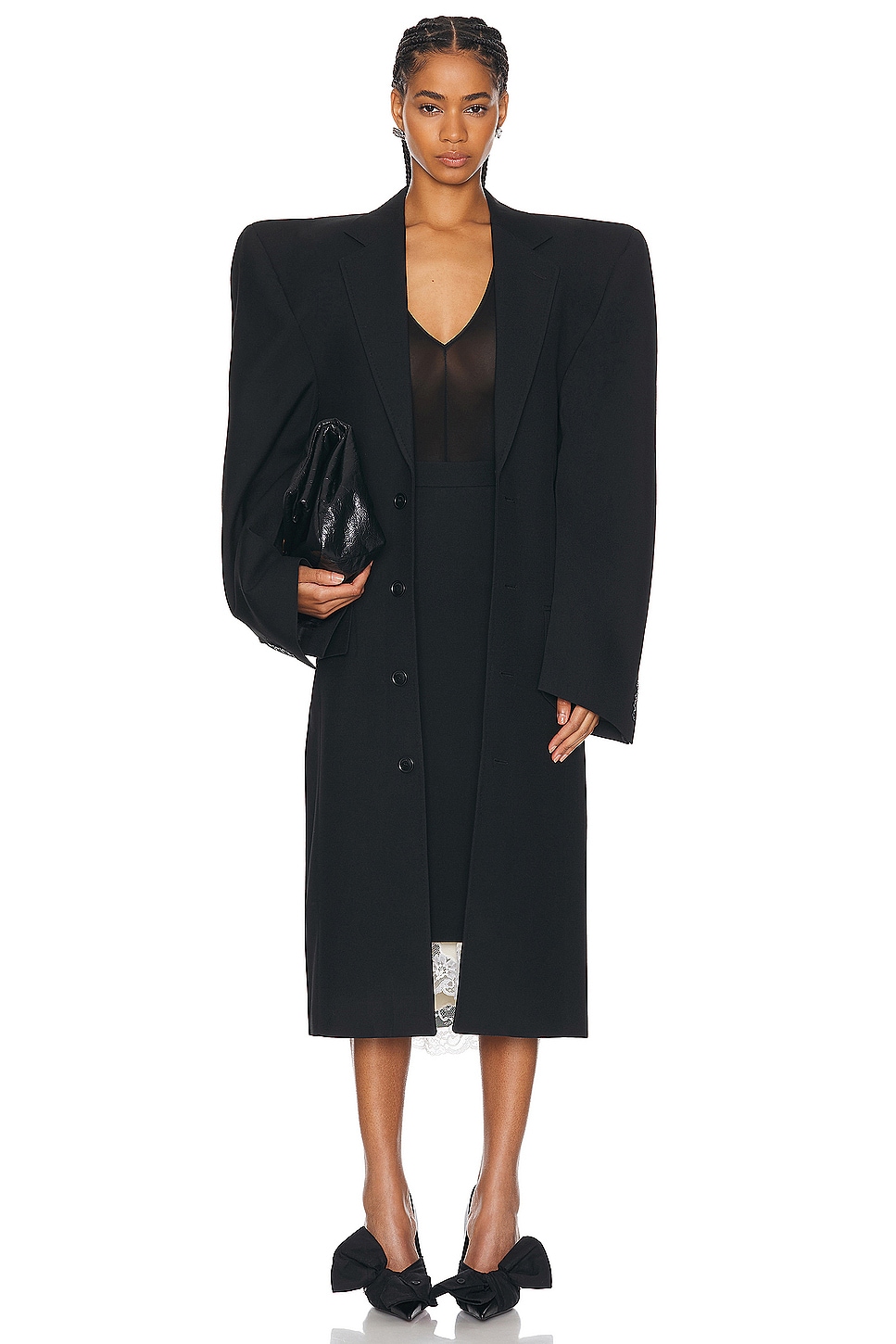 Image 1 of Balenciaga Cut Away Boxy Coat in Black