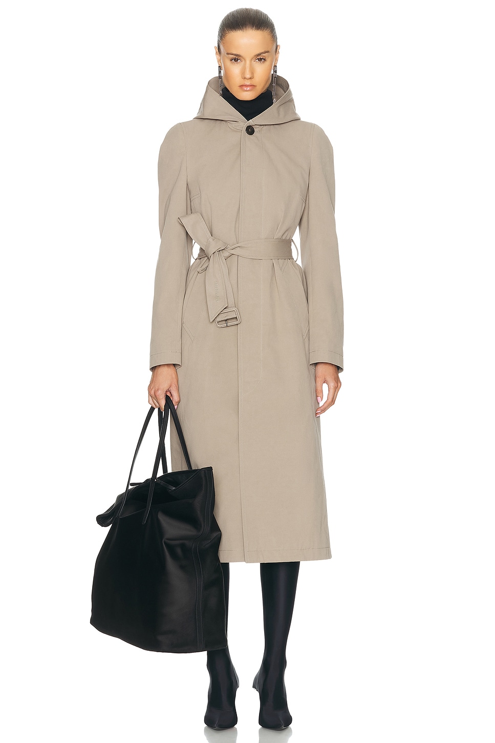 Image 1 of Balenciaga Fitted Trench Coat in Dark Beige