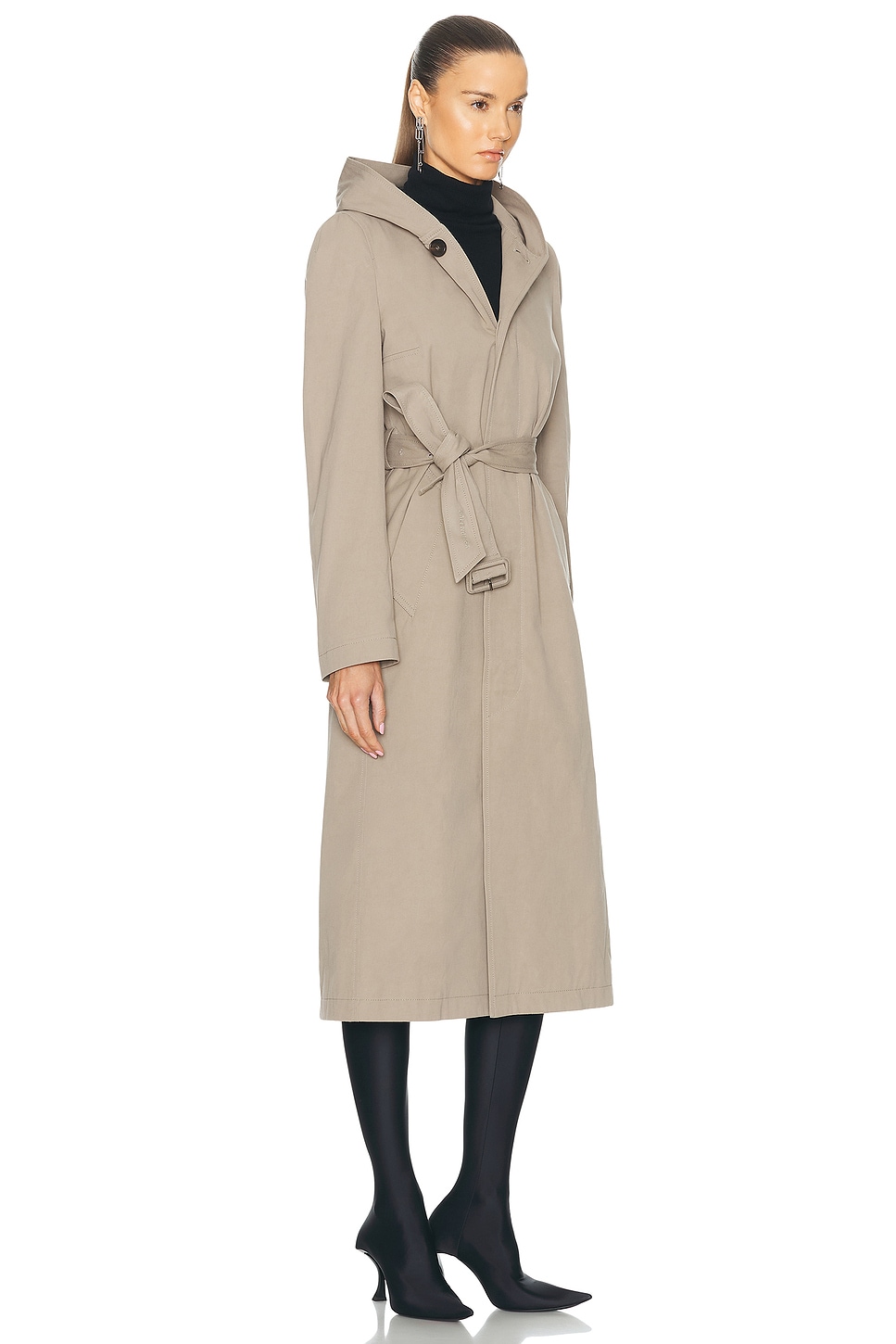 Shop Balenciaga Fitted Trench Coat In Dark Beige