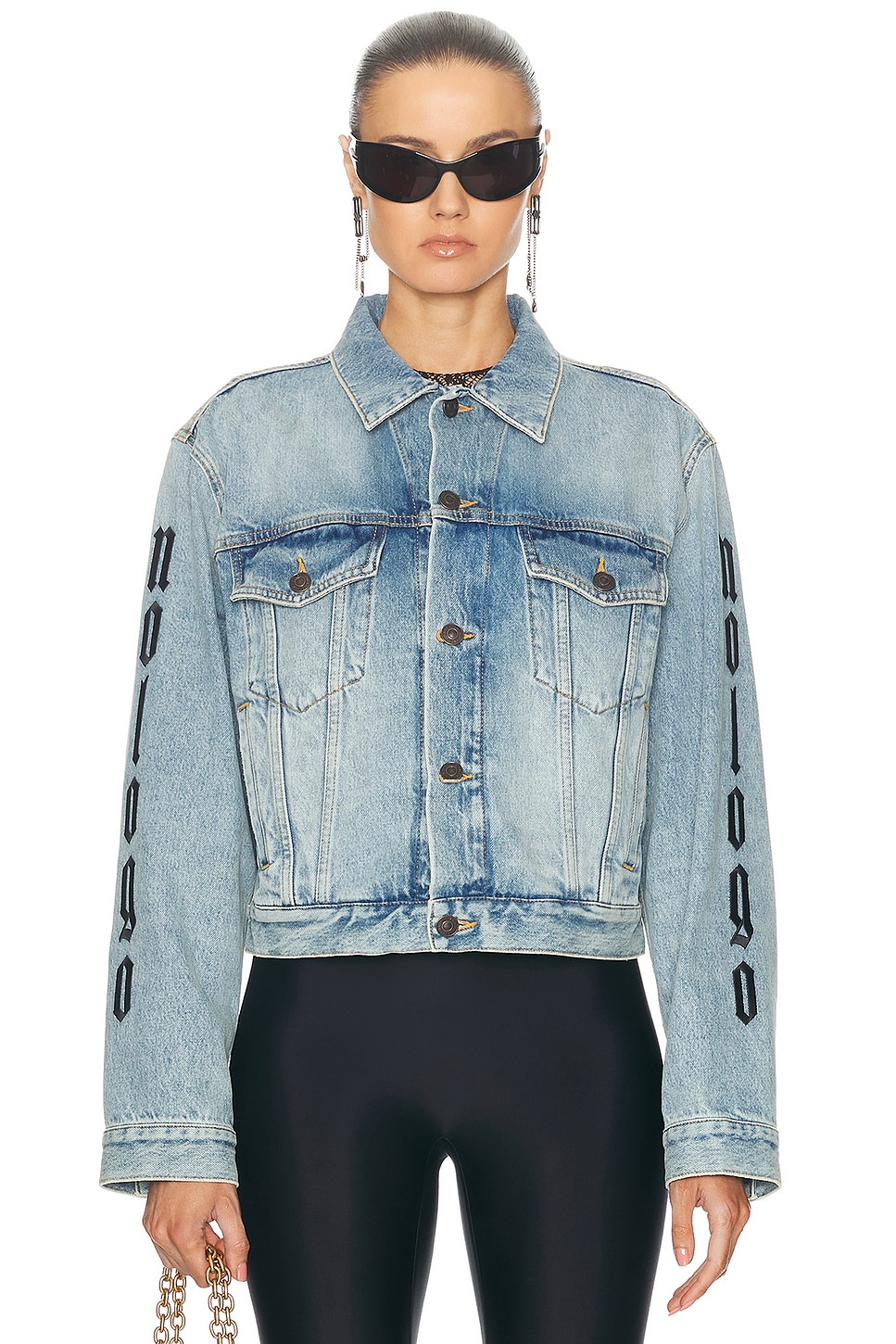 Shop Balenciaga Small Fit Jacket In Iced Blue