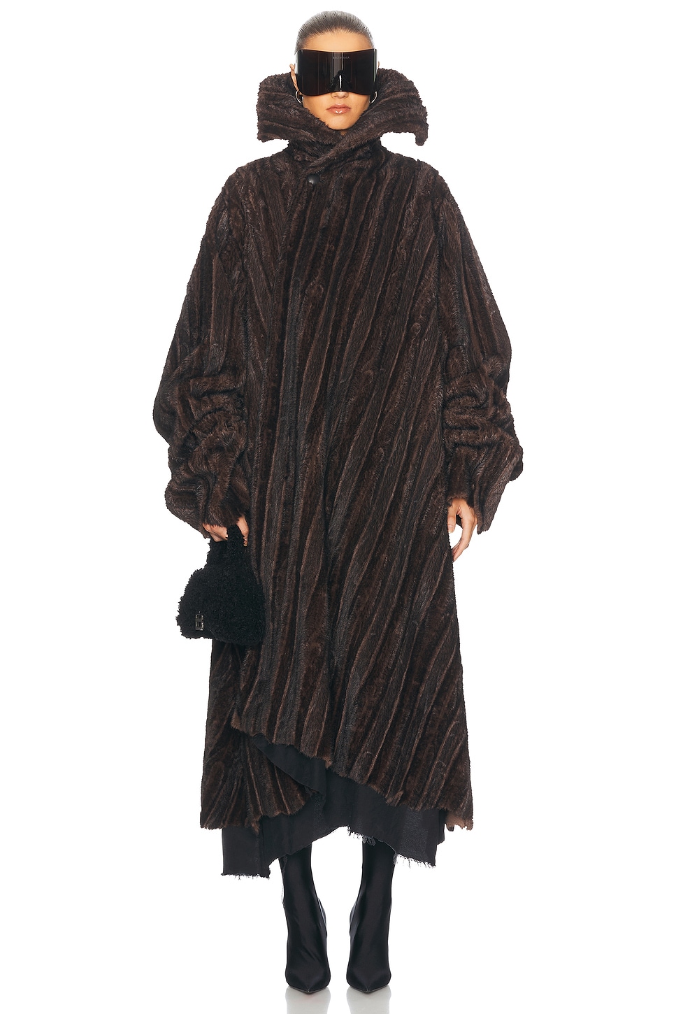 Faux Fur Mink Coat in Brown