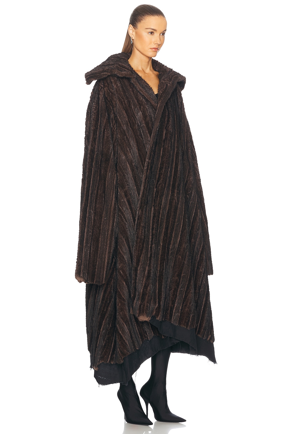 Faux Fur Mink Coat - Thumbnail 3