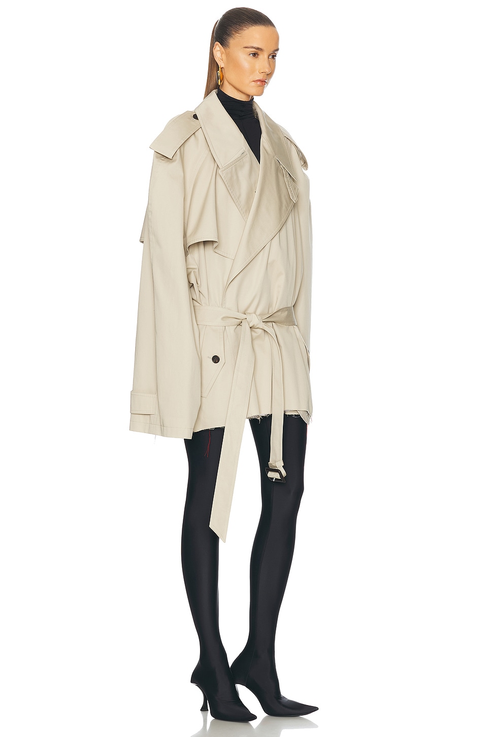 Balenciaga Cropped Trench Jacket In Beige