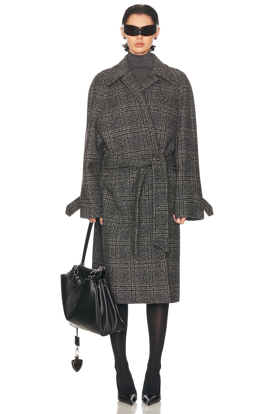 Image 1 of Balenciaga Layer Raglan Coat in Black & Grey