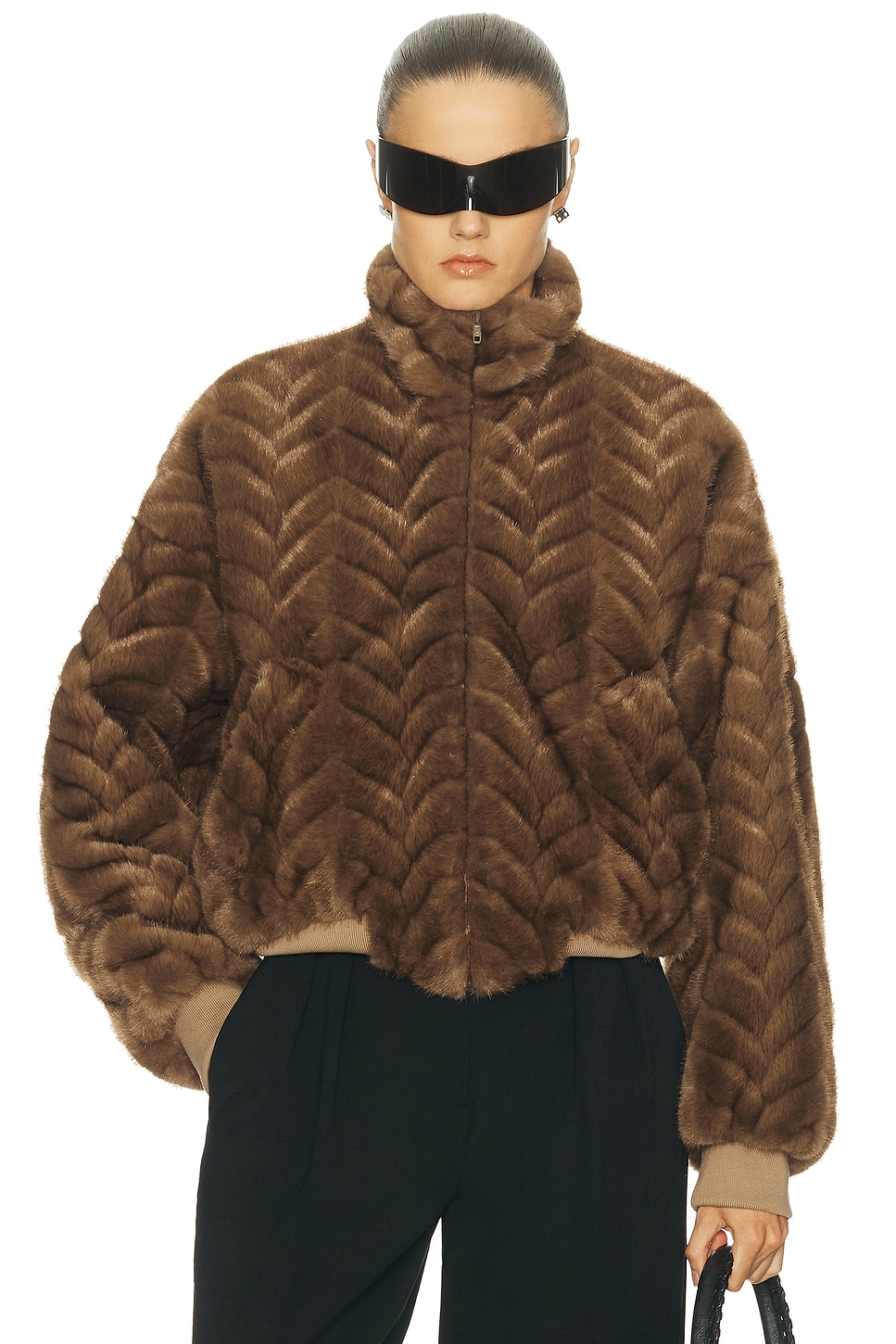 Image 1 of Balenciaga Cropped Jacket in Brown