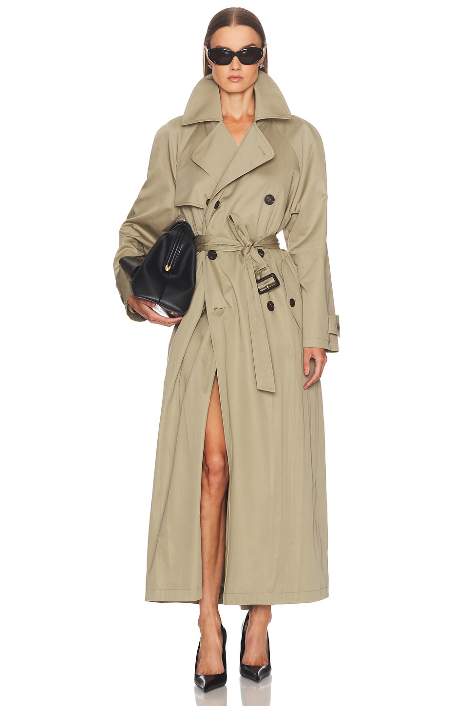 Image 1 of Balenciaga Cocoon Maxi Trench Coat in Explorer Beige