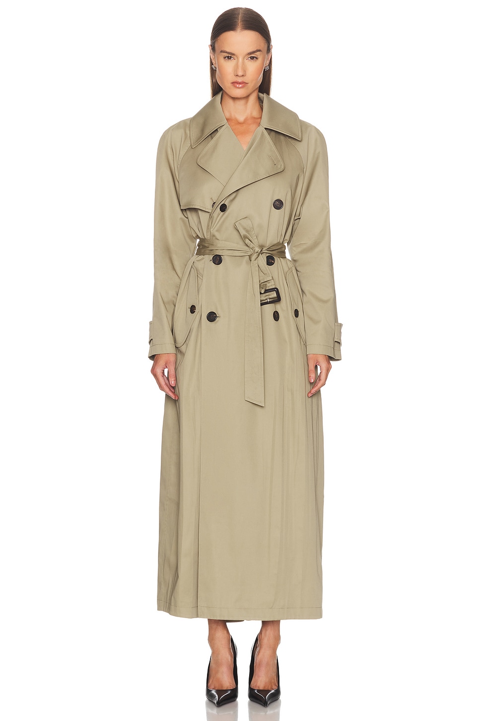 Balenciaga Cocoon Maxi Trench Coat In Green