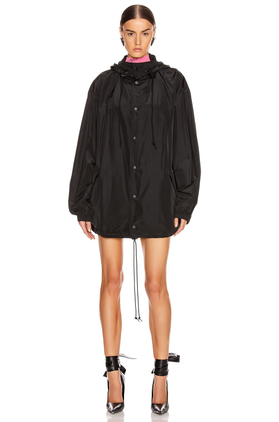 Balenciaga Logo Raincoat in Black | FWRD