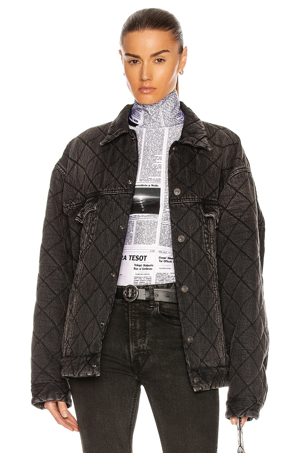 Image 1 of Balenciaga Quilted Jacket in Dirty Vintage Black