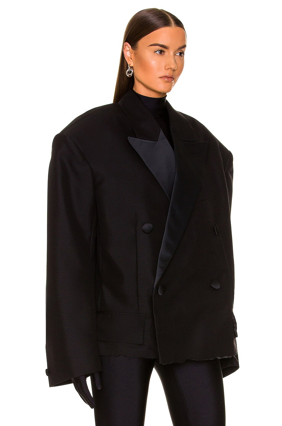 Balenciaga Cropped Blazer in Black | FWRD