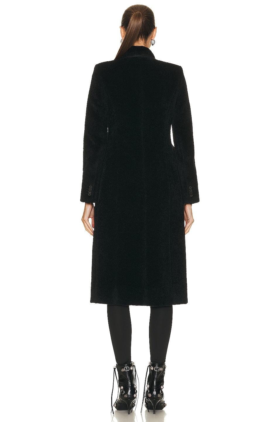 Balenciaga Hourglass DB Coat in Black | FWRD