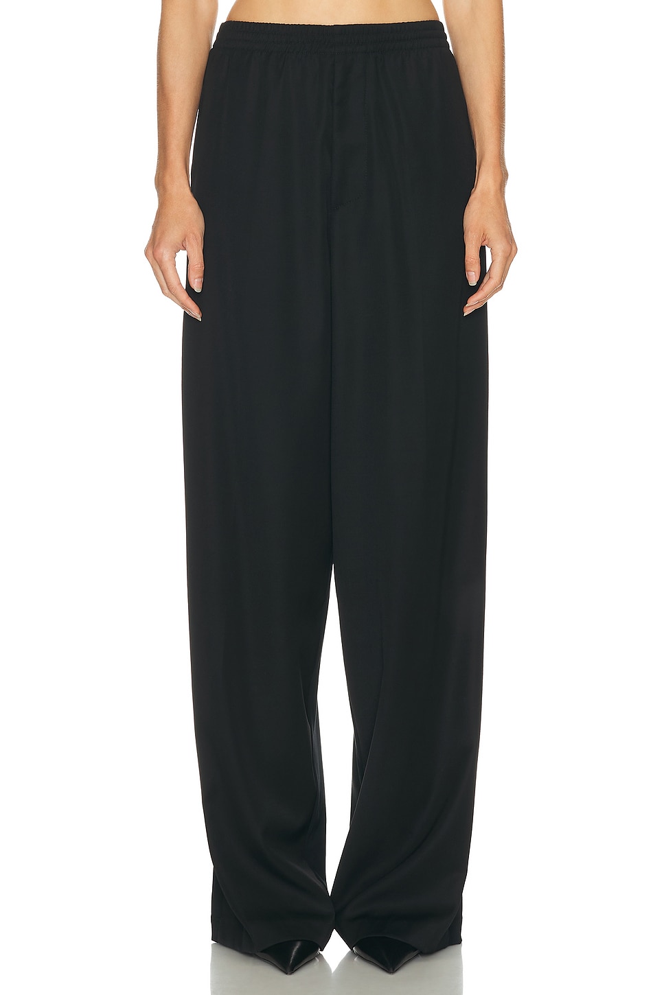Balenciaga Loose Fit Viscose Trousers In Black