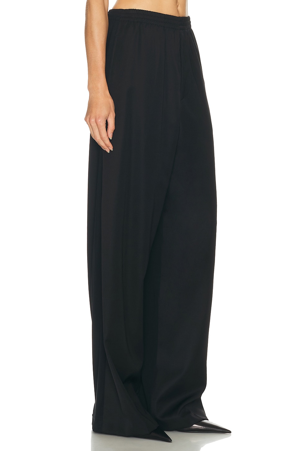 Balenciaga Loose Fit Viscose Trousers In Black