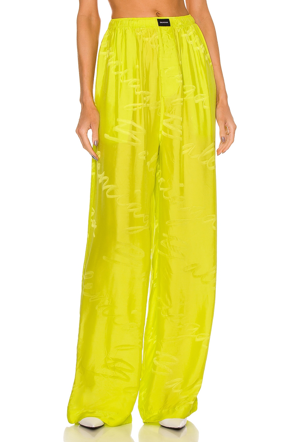 Image 1 of Balenciaga Pajama Logo Pant in Fluo Yellow