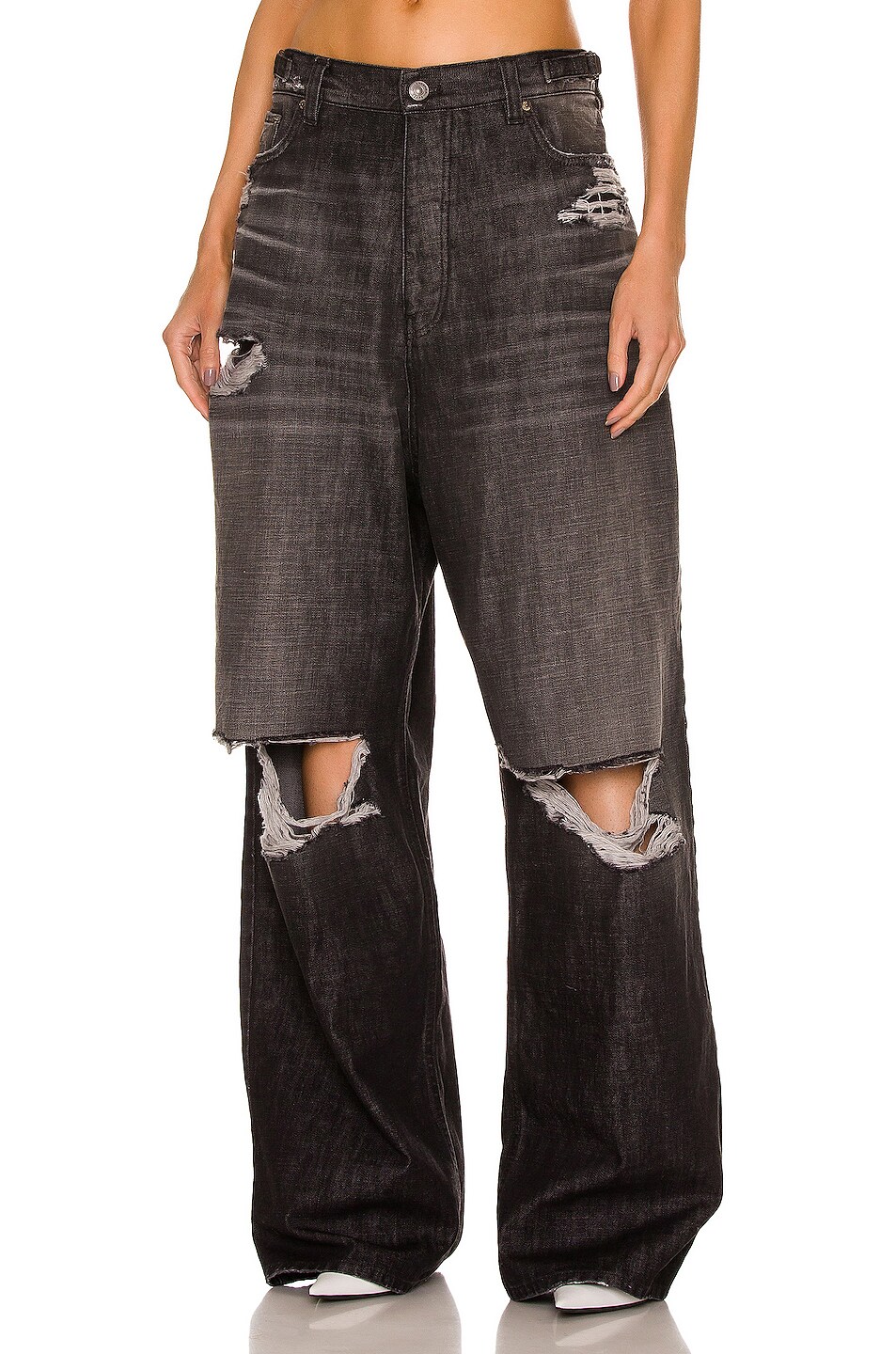Image 1 of Balenciaga Destroyed Baggy Pant in Black & White