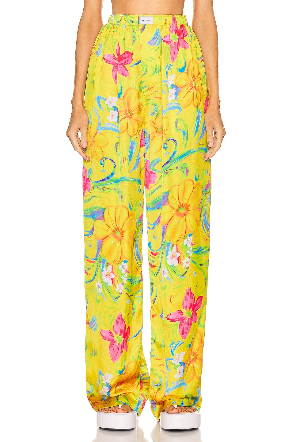 Image 1 of Balenciaga Floral Pajama Pant in Yellow