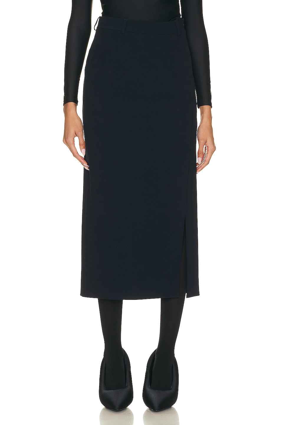 Image 1 of Balenciaga Slit Tailored Skirt in Dark Navy