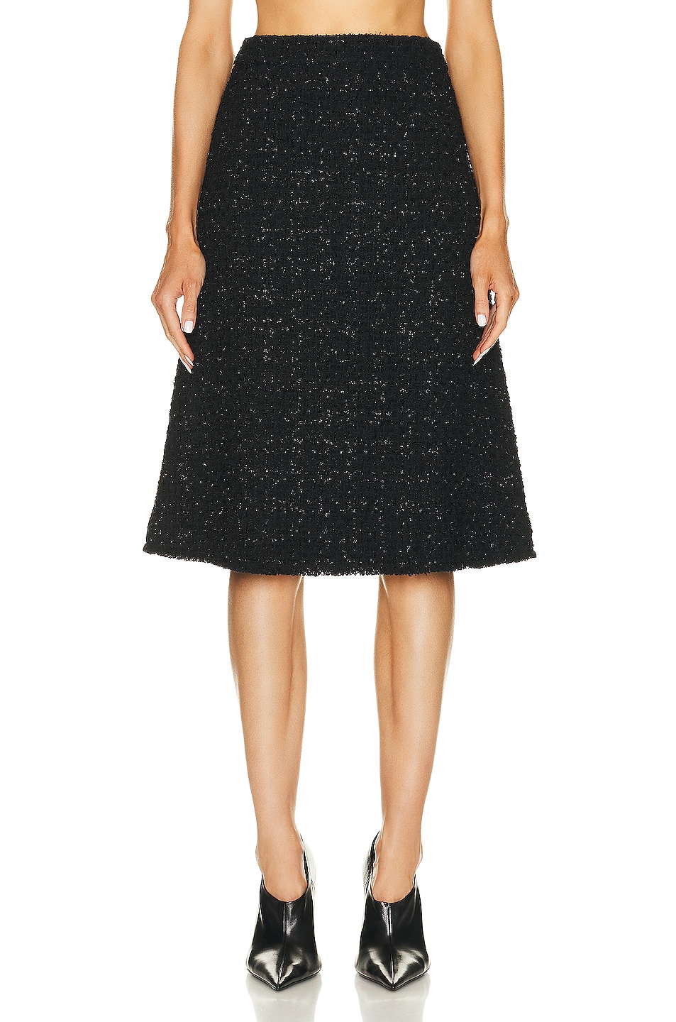 Image 1 of Balenciaga Tweed Midi Skirt in Black