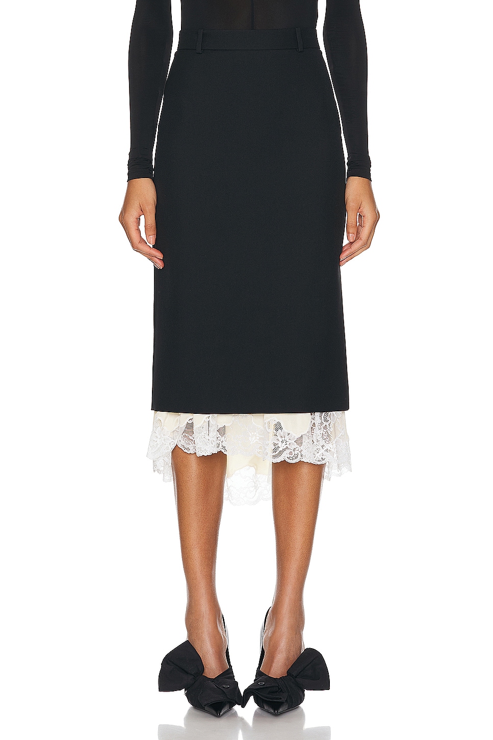 Image 1 of Balenciaga Lingerie Skirt in Black & Cream