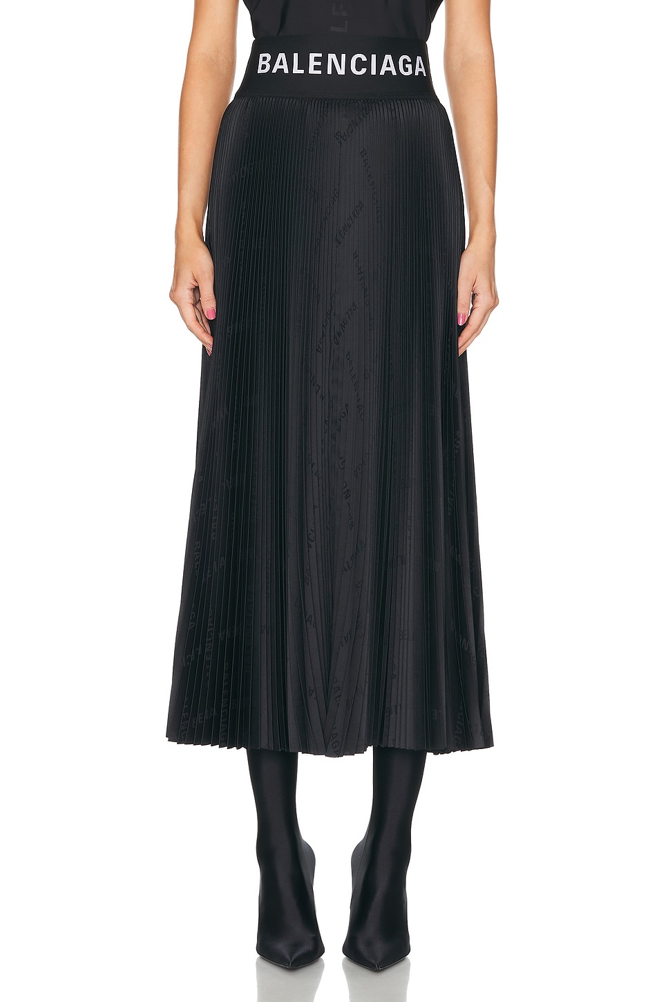 Image 1 of Balenciaga Pleated Skirt in Black
