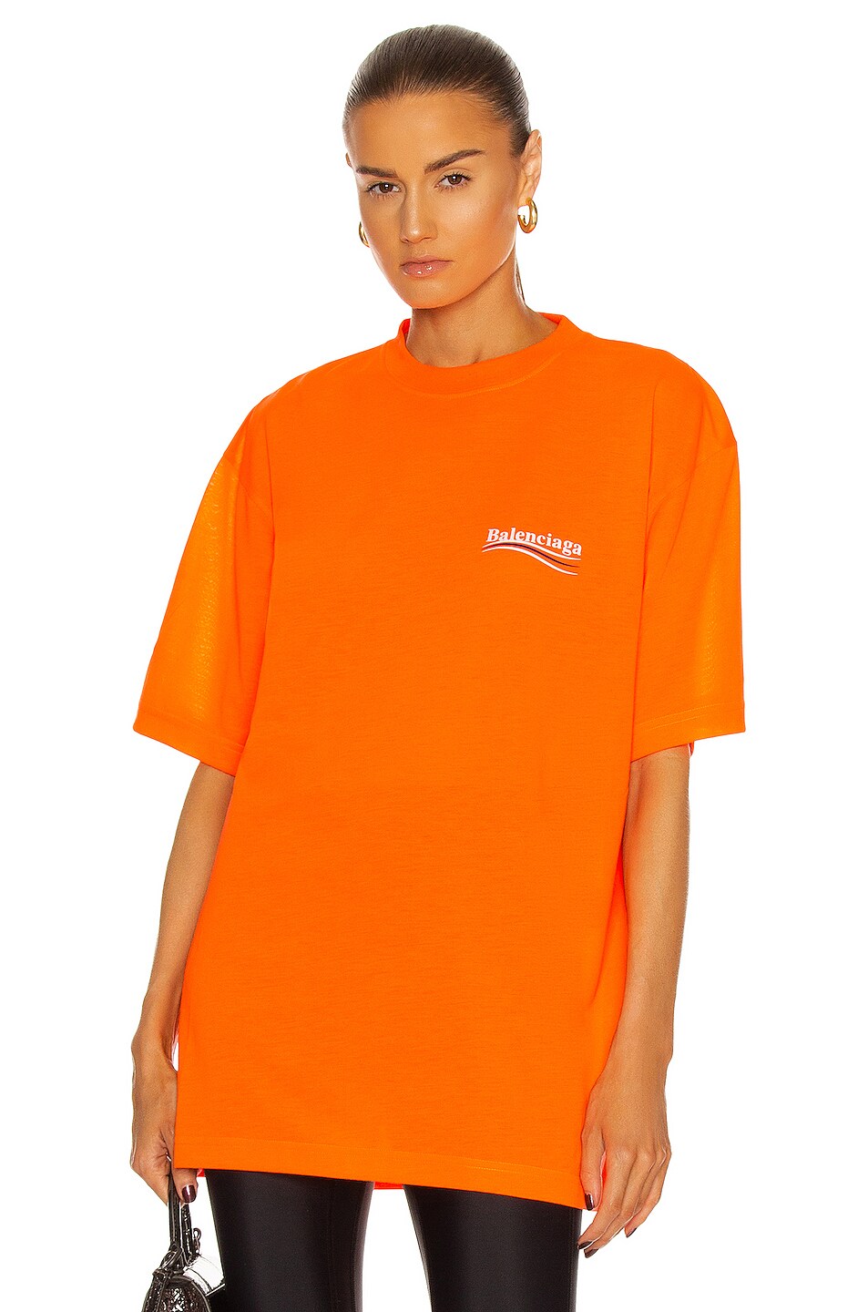 Balenciaga Large Fit T Shirt in Fluo Orange & White | FWRD