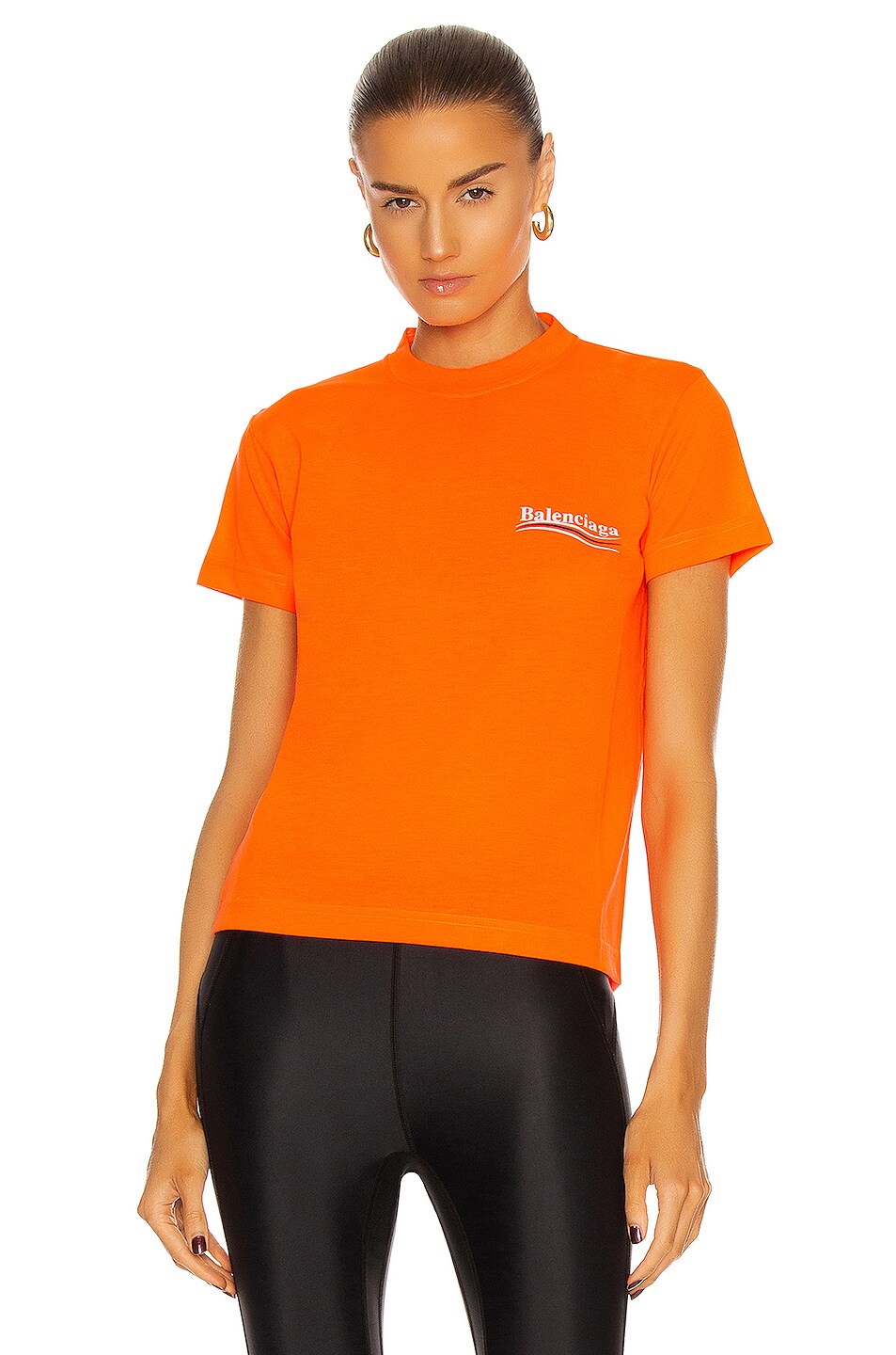 Balenciaga Small Fit T Shirt in Fluo Orange & White | FWRD