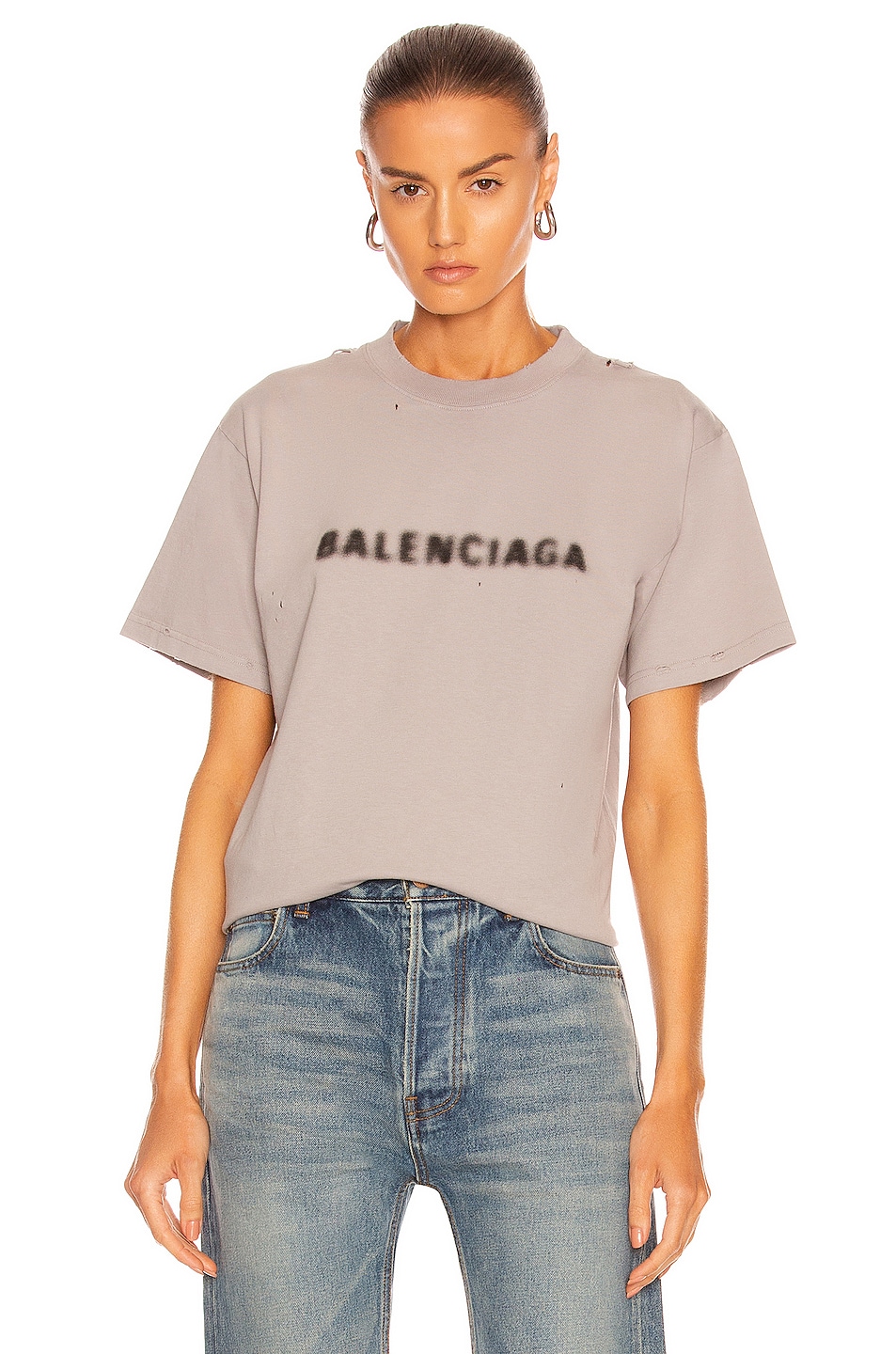 Balenciaga Small Fit T Shirt in Steel Grey & Black | FWRD
