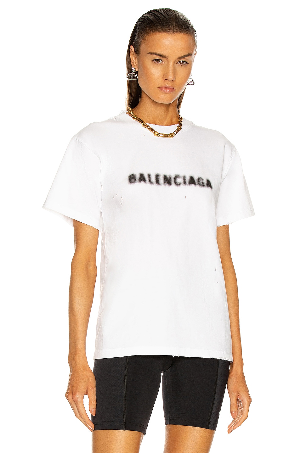 Image 1 of Balenciaga Small Fit T Shirt in White & Black