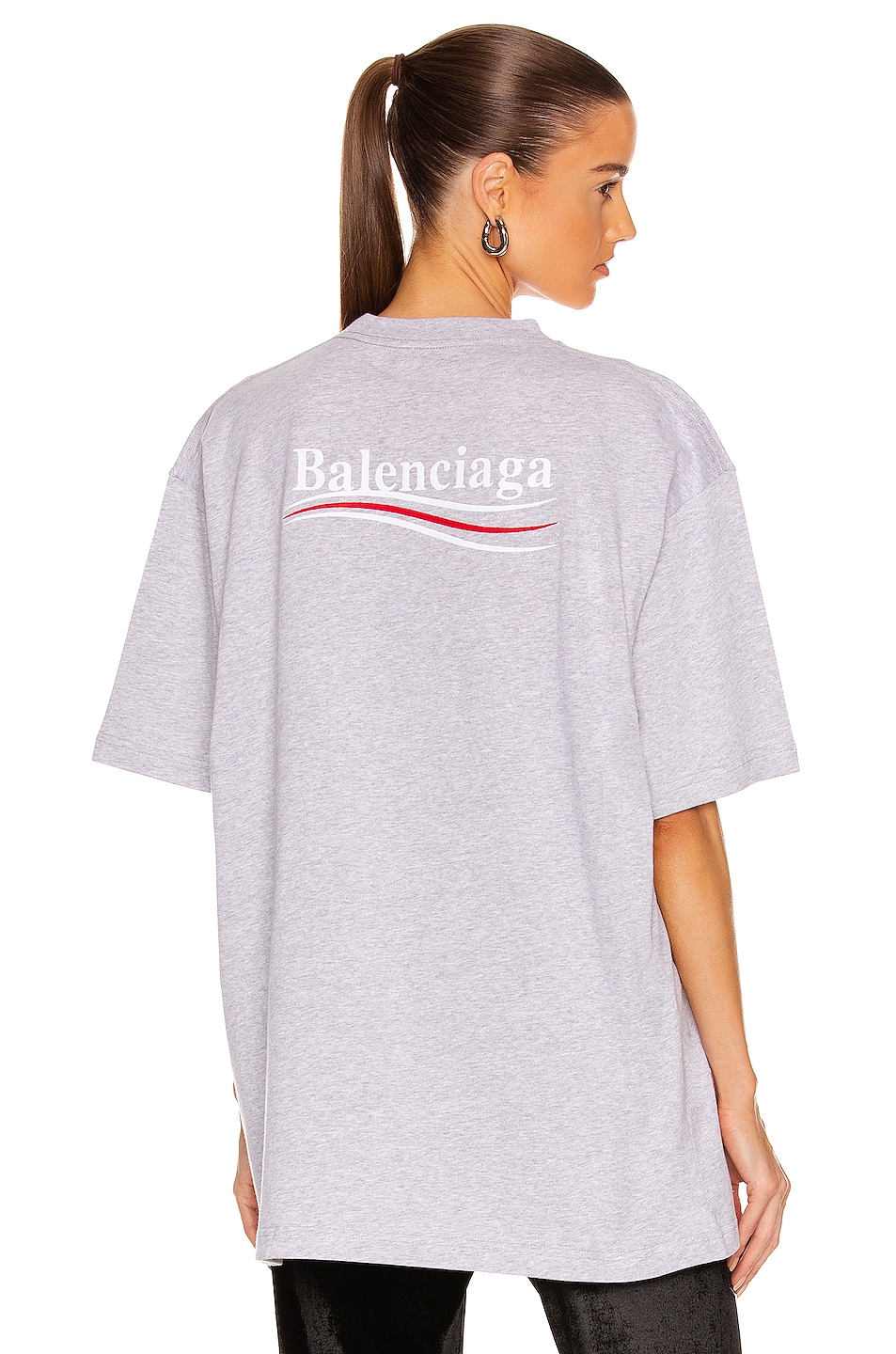 Image 1 of Balenciaga Political Campaign Large Fit T-Shirt in Heather Grey & White & Red
