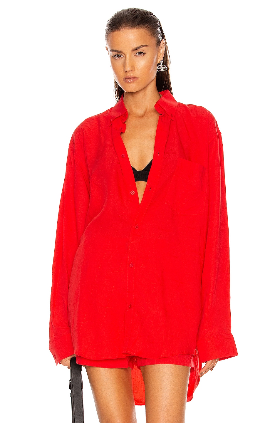 Image 1 of Balenciaga Long Sleeve Large Fit Shirt in Red