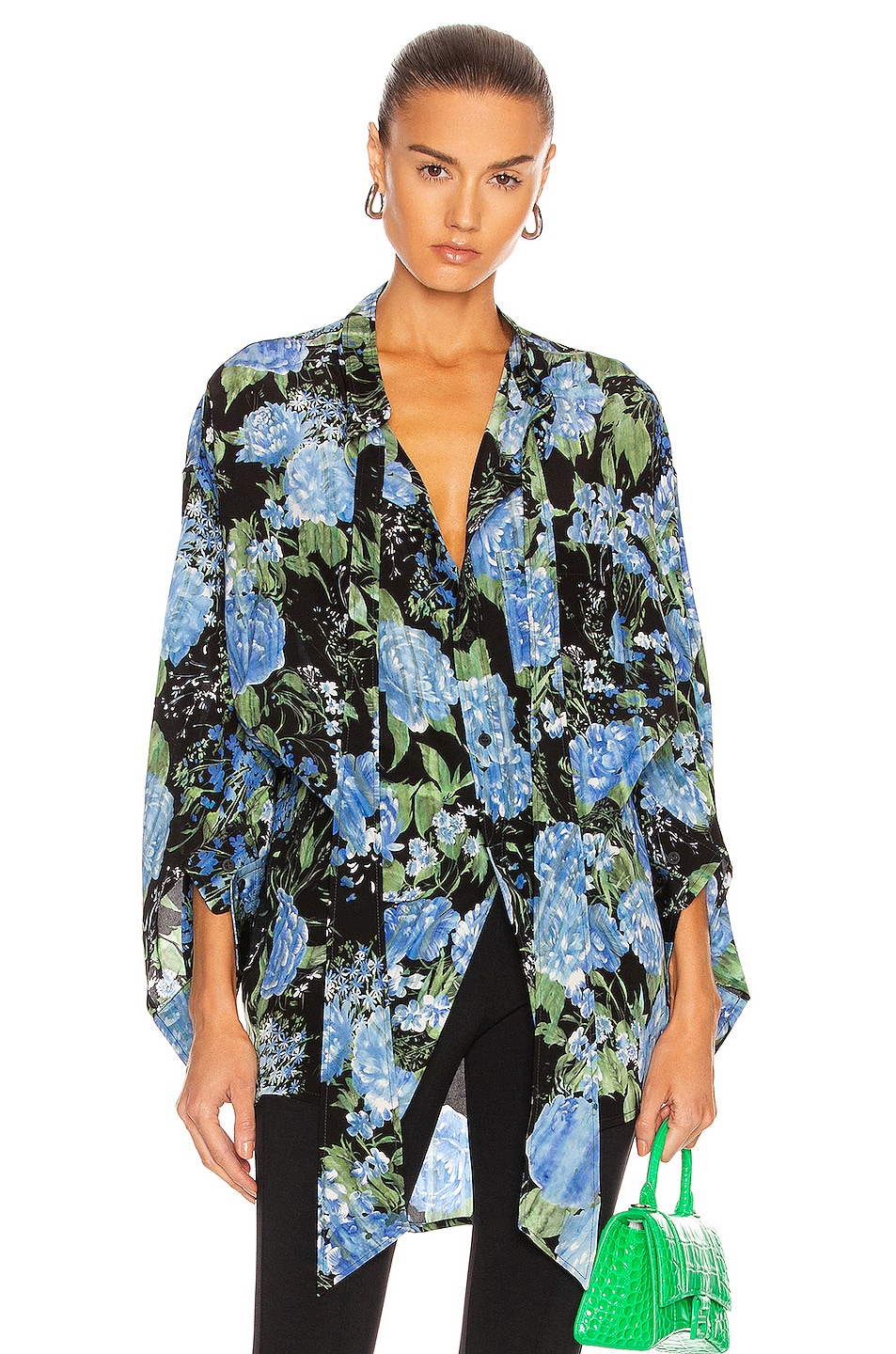 Image 1 of Balenciaga Twisted Swing Blouse in Blue & Black