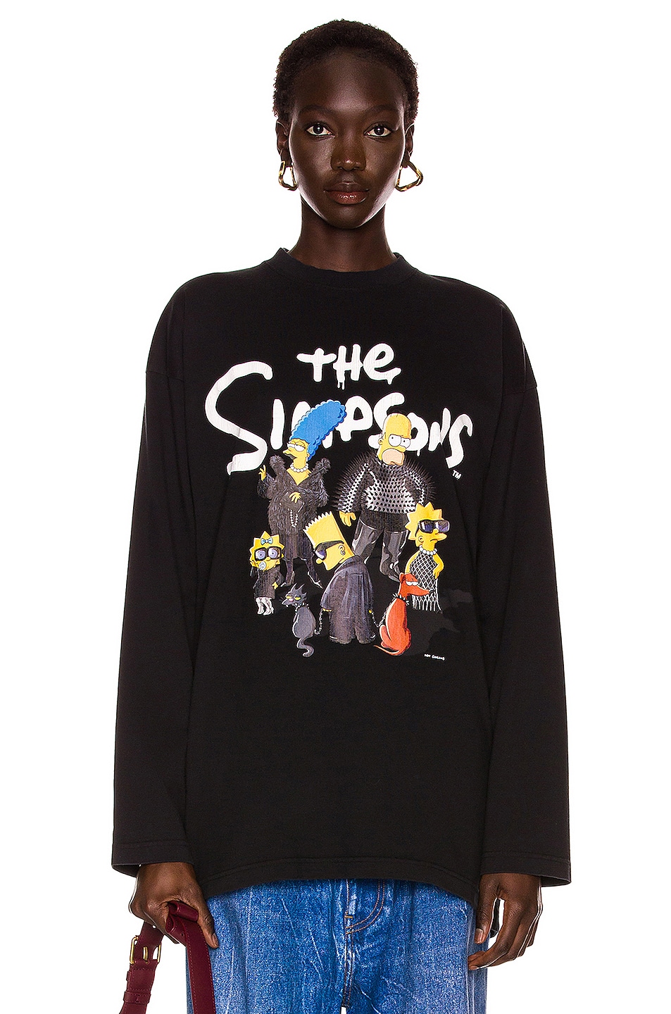 Image 1 of Balenciaga Simpsons Long Sleeve Oversized T-Shirt in Black