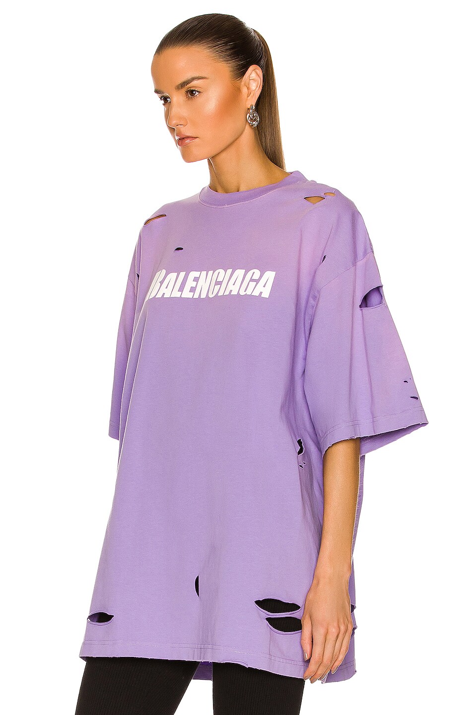 Balenciaga Caps Vintage Jersey T-Shirt in Light Purple & White | FWRD