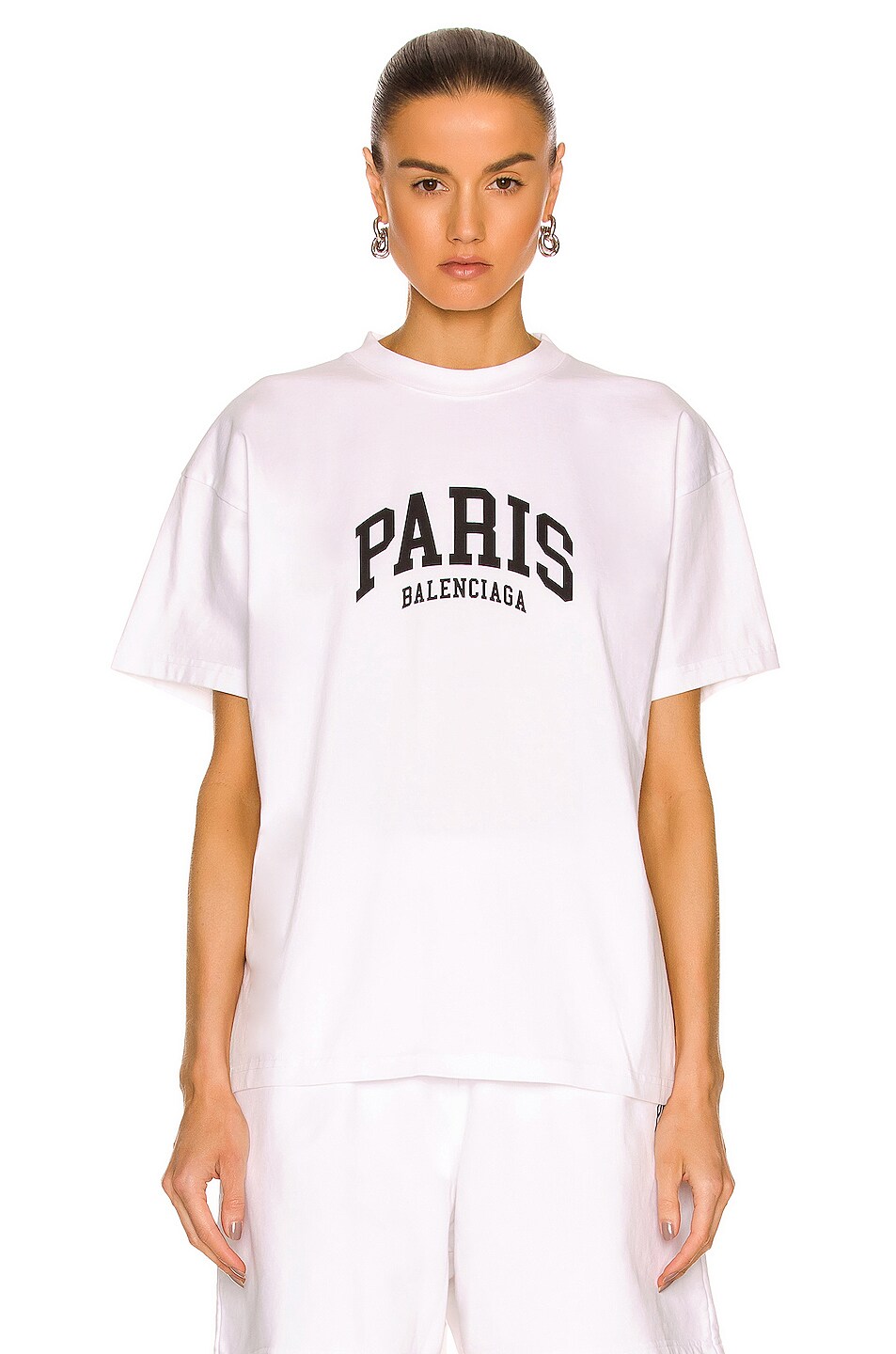 Image 1 of Balenciaga Paris Medium Fit T-Shirt in White & Black