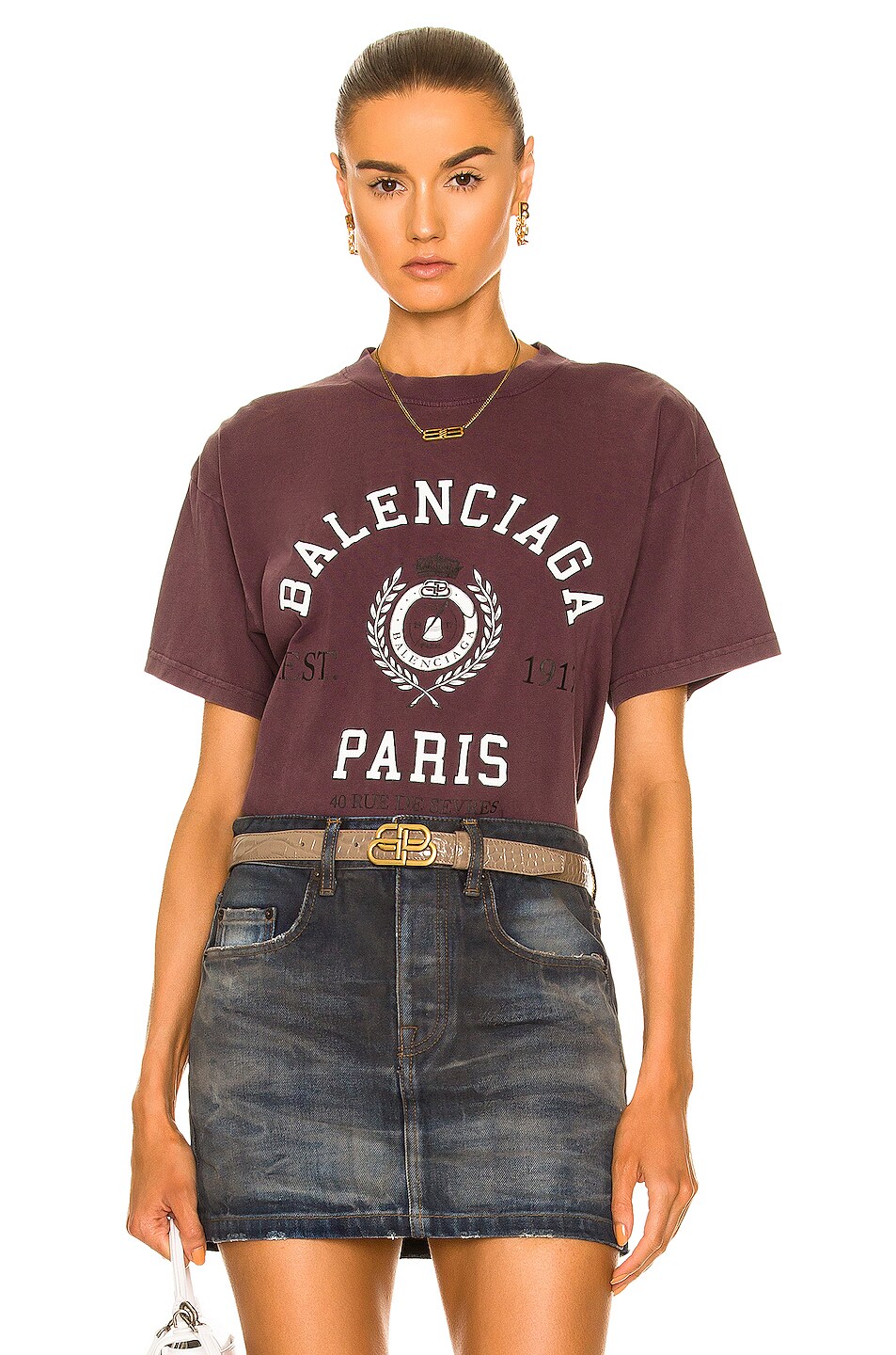 Image 1 of Balenciaga Medium Fit T-Shirt in Burgundy