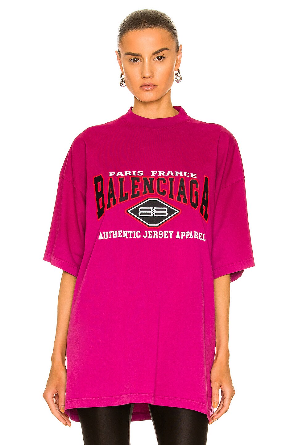 Image 1 of Balenciaga Oversized T-Shirt in Dark Fuchsia