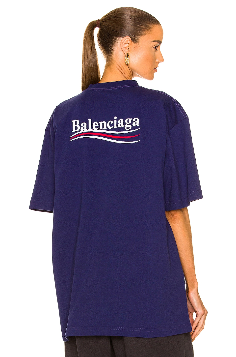 Image 1 of Balenciaga Large Fit T-Shirt in Pacific Blue & White