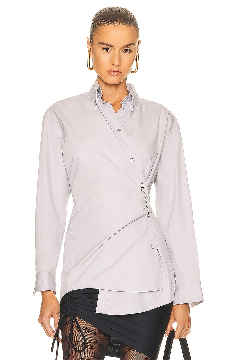 Image 1 of Balenciaga Fitted Wrap Shirt in Light Grey