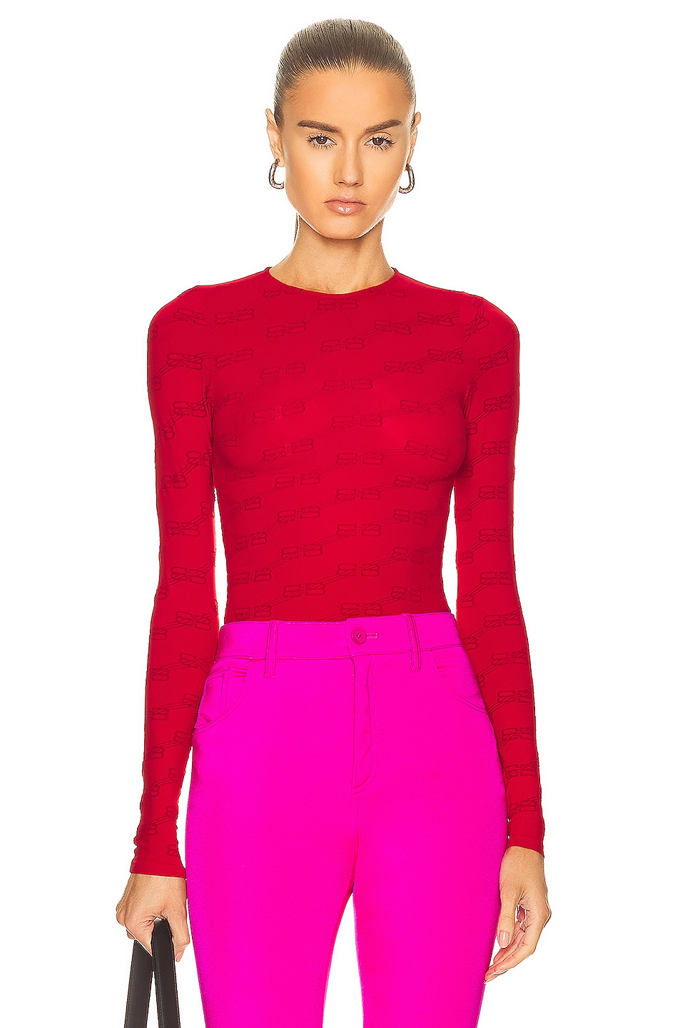 Image 1 of Balenciaga BB Licensing Flock Top in Red
