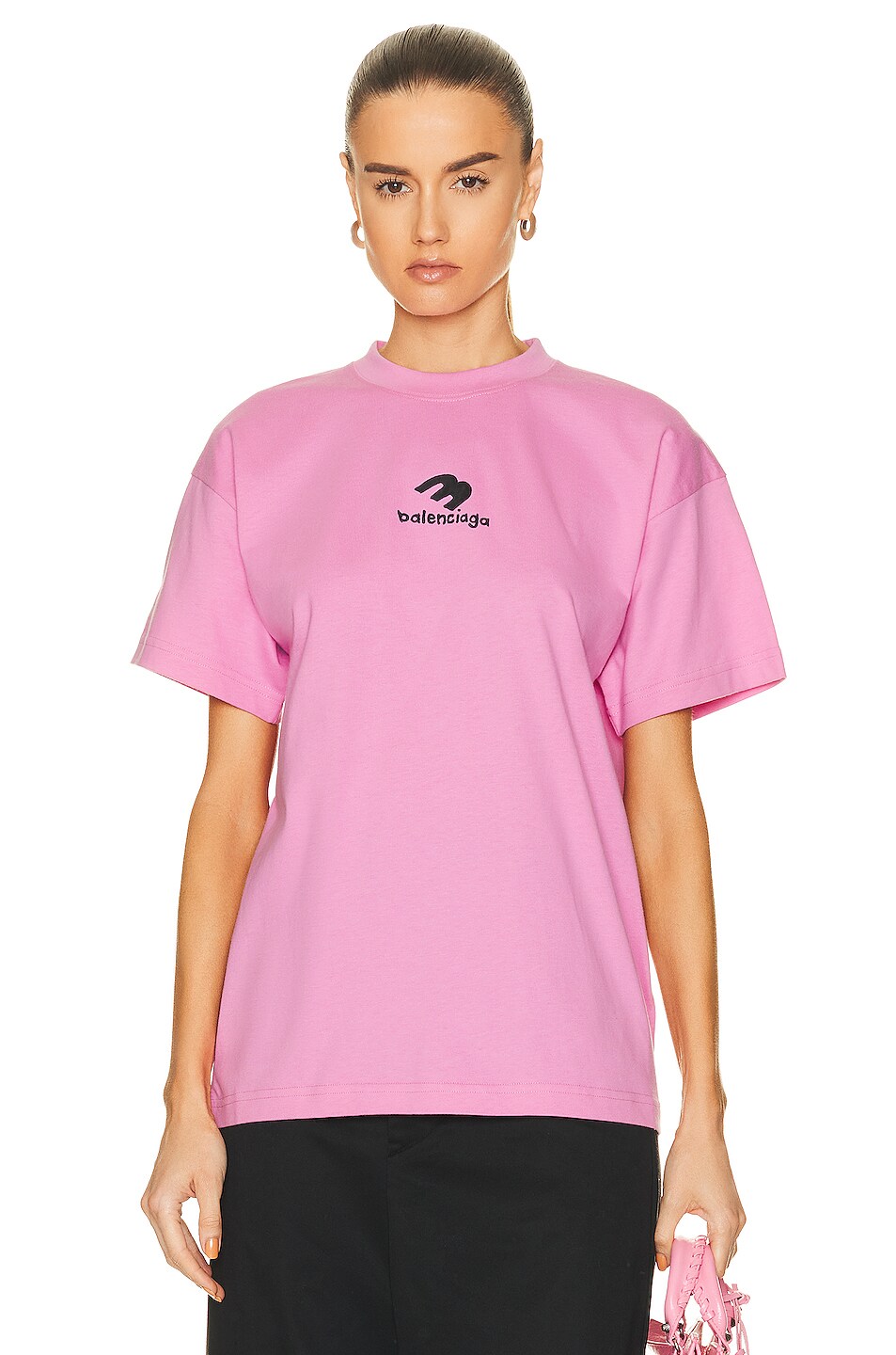 Image 1 of Balenciaga Medium Fit T-Shirt in Pink & Black