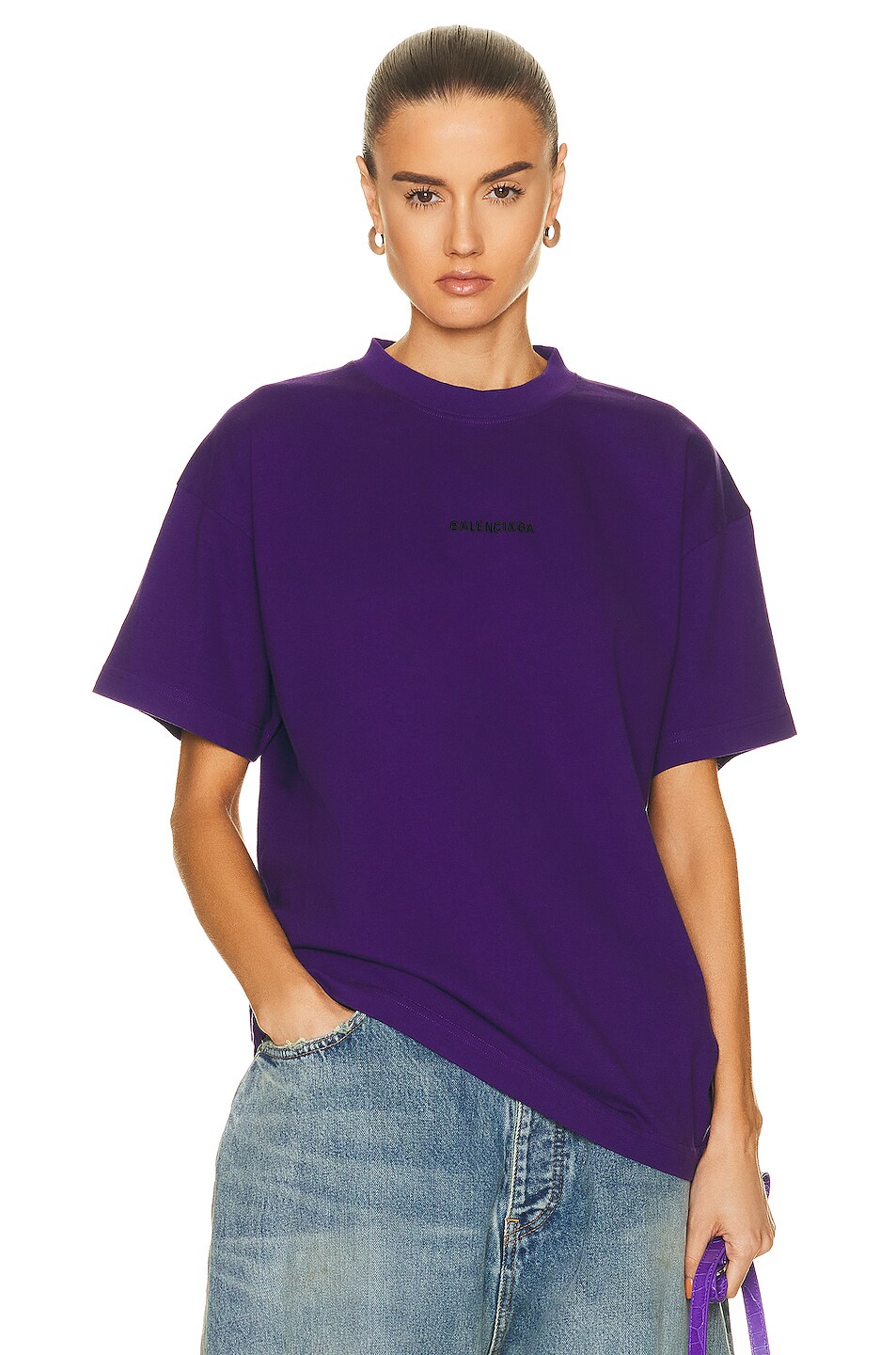 Balenciaga Medium Fit T-Shirt in Deep Purple & Black | FWRD