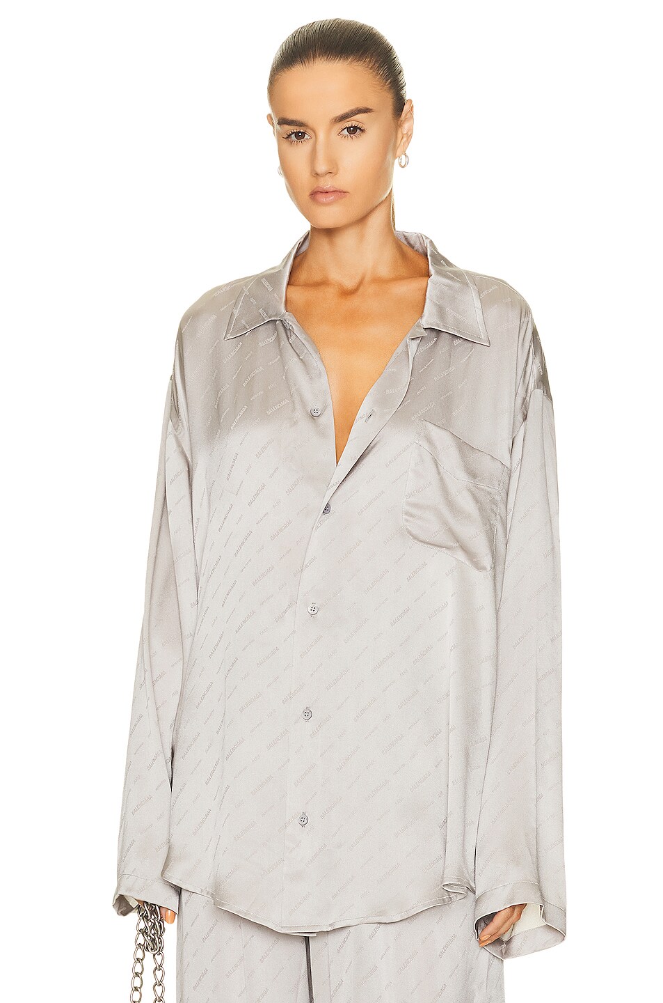 Image 1 of Balenciaga Long Sleeve Minimal Shirt in Steel Grey